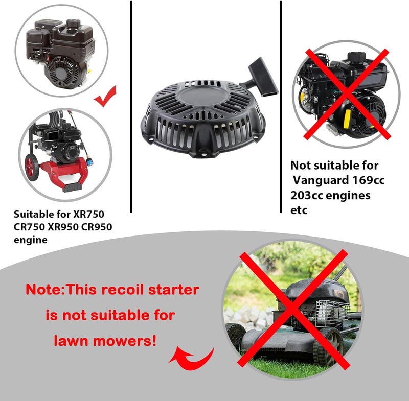 KIKITE 590607 Recoil Starter Compatible with B & S 590607 797276 Pull Start Assembly 163cc 208cc Recoil Starter CR950 CR750 Engine with Pull Rope - Image 5